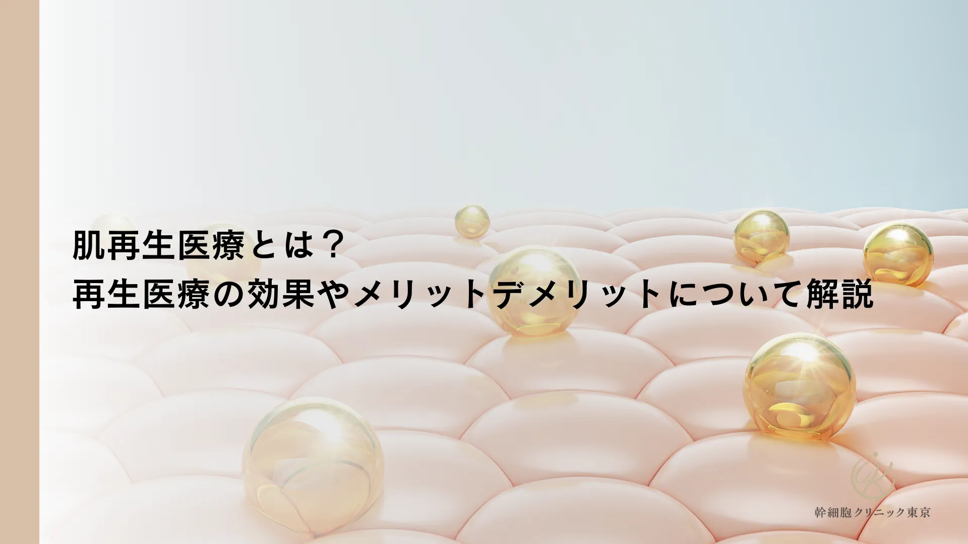肌再生医療とは？再生医療の効果やメリットデメリットについて解説